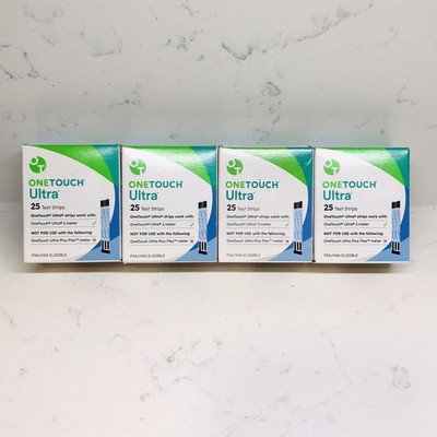 100 OneTouch ULTRA TEST STRIPS - (x4) 25 Packs - EXP: 10/31/26+