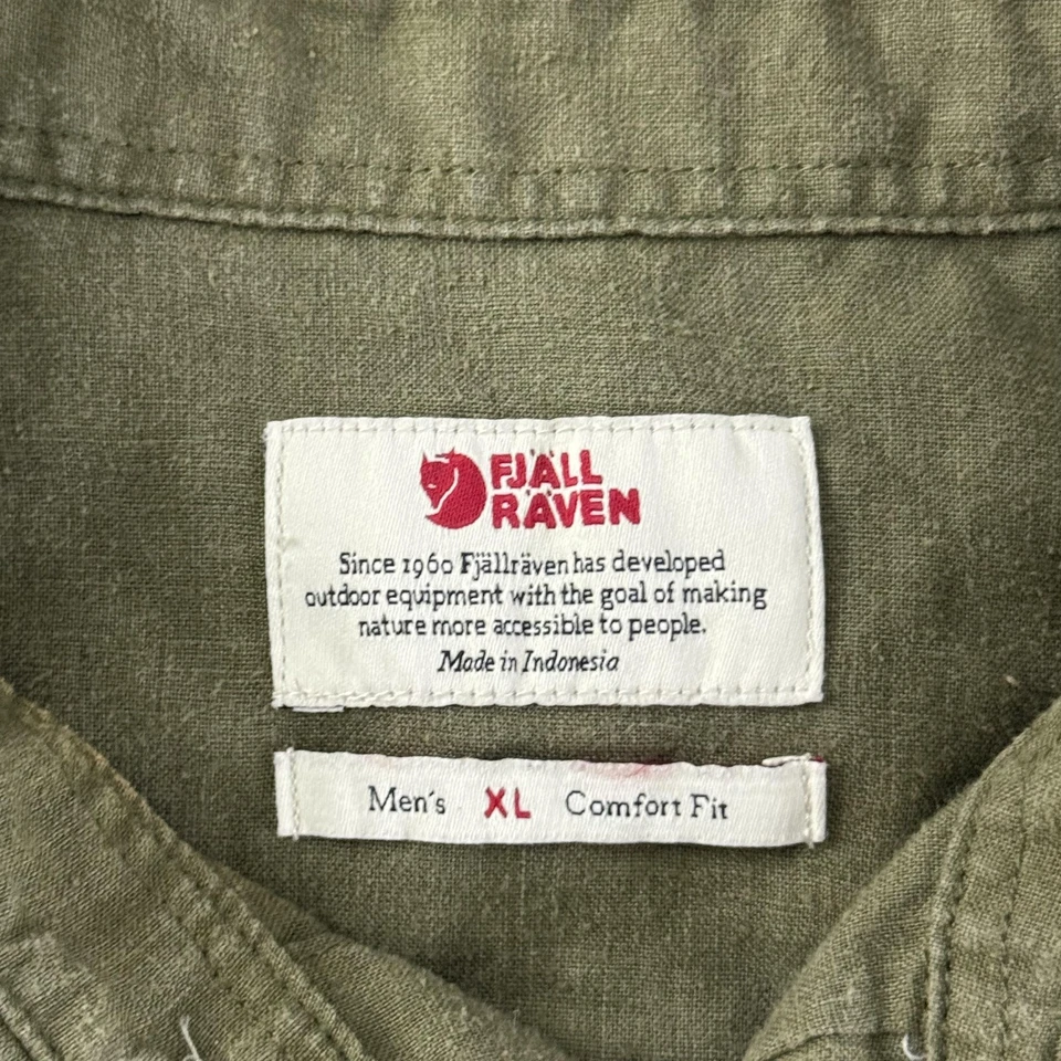 Fjallraven Ovik Travel Shirt Mens XL Green Short Sleeve Hemp Blend Outdoor - Image 3 of 4