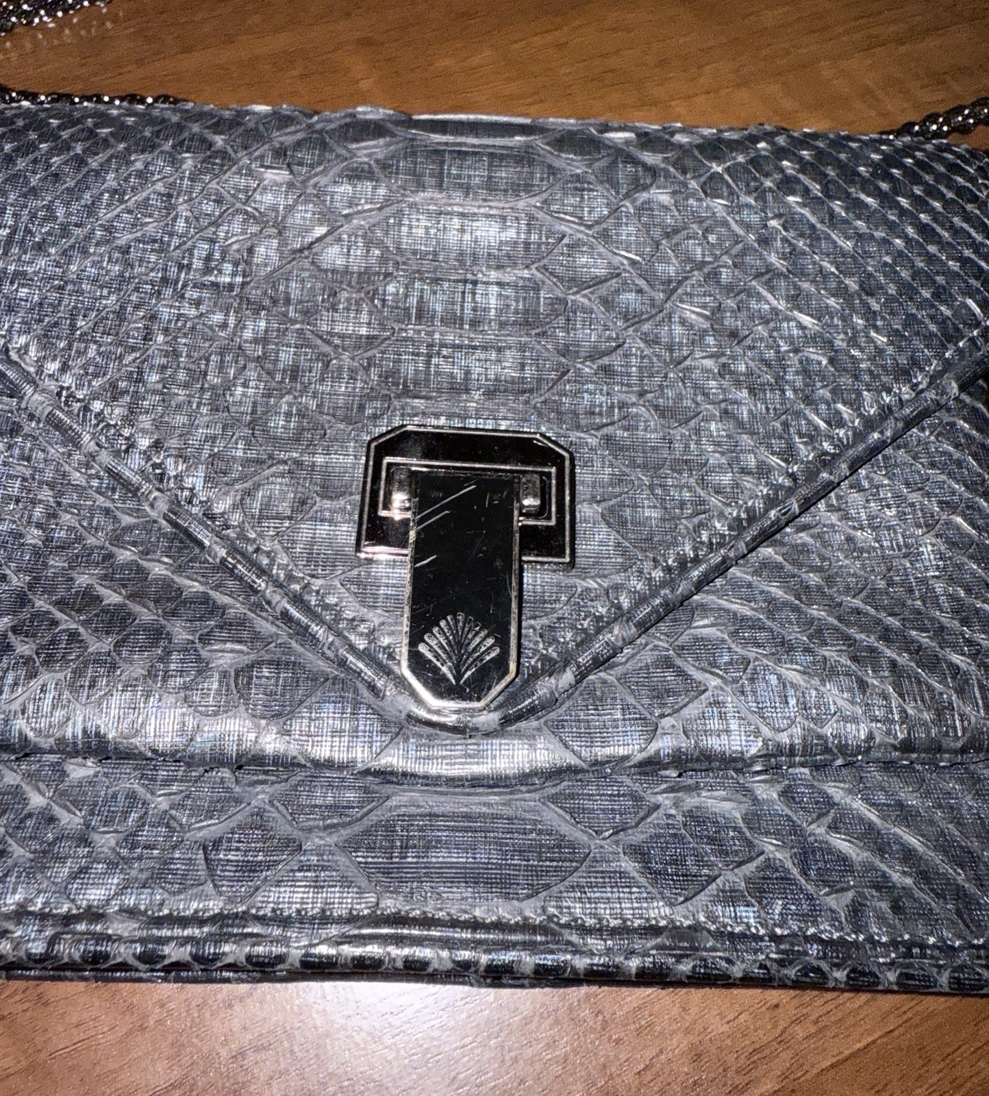 Baraboux Python-Embossed Leather Crossbody Bag Bl… - image 4