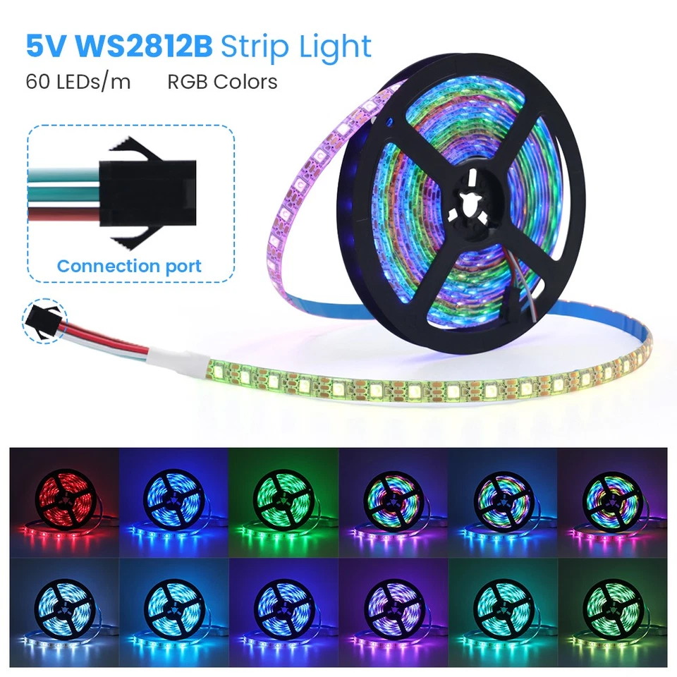 5V WS2812B RGB LED Stripe Streifen Lichterkette Band Individuell Adressierbarer - Bild 3 von 4