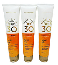 Bath  Body Works Tahiti Isle SPF 30 Sunscreen Lotion 6 Oz x3