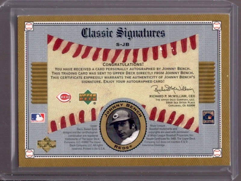 约翰尼·本奇 2002 年甜点经典签名亲笔签名 #S-JB — 第 2/2 张图片