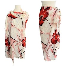 Hawaiian Floral Coverup Sarong One Size Resort Beach Tropical read
