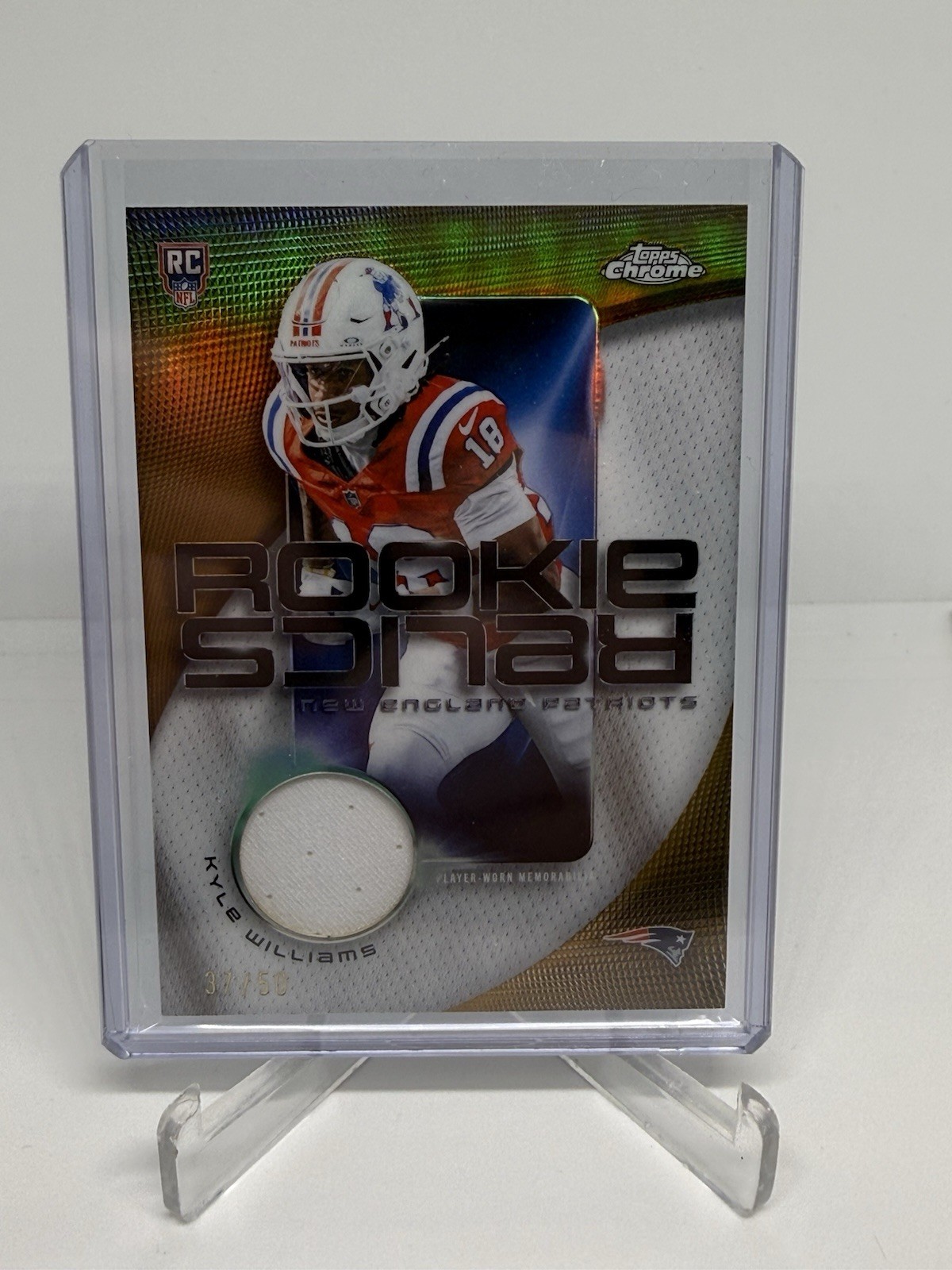 2025 Topps Chrome NFL RC Kyle Williams Rookie Relic /50 Patriots Player-Worn