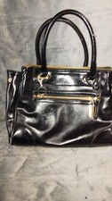 Jasper Conran Black Patent Handbag Medium Shoulder Bag Used