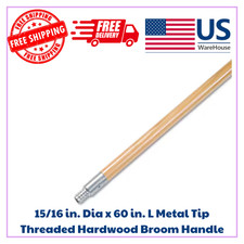 15/16 in. Dia x 60 in. L Metal Tip Threaded Hardwood Broom Handle