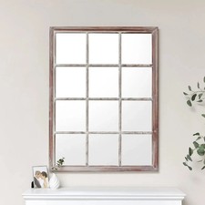Large Rustic Wooden Window Wall Mirror farmhouse country wall mounted