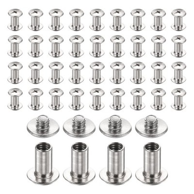 40set Phillips Chicago Screw M4x10mm Binding Post Screw, Silver