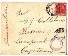 BOER WAR 1900-6-12 BLOEMFONTEIN SINGLE RING TO GREENPOINT POW CENSOR