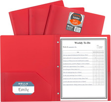 Two-Pocket Heavyweight Poly Portfolio with Prongs, for Letter Size Papers, Inclu