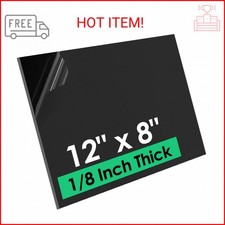 ABS Plastic Sheet 1/8 Inch Thick 3mm - 12" x 8", Black Waterproof Rigid Thermo