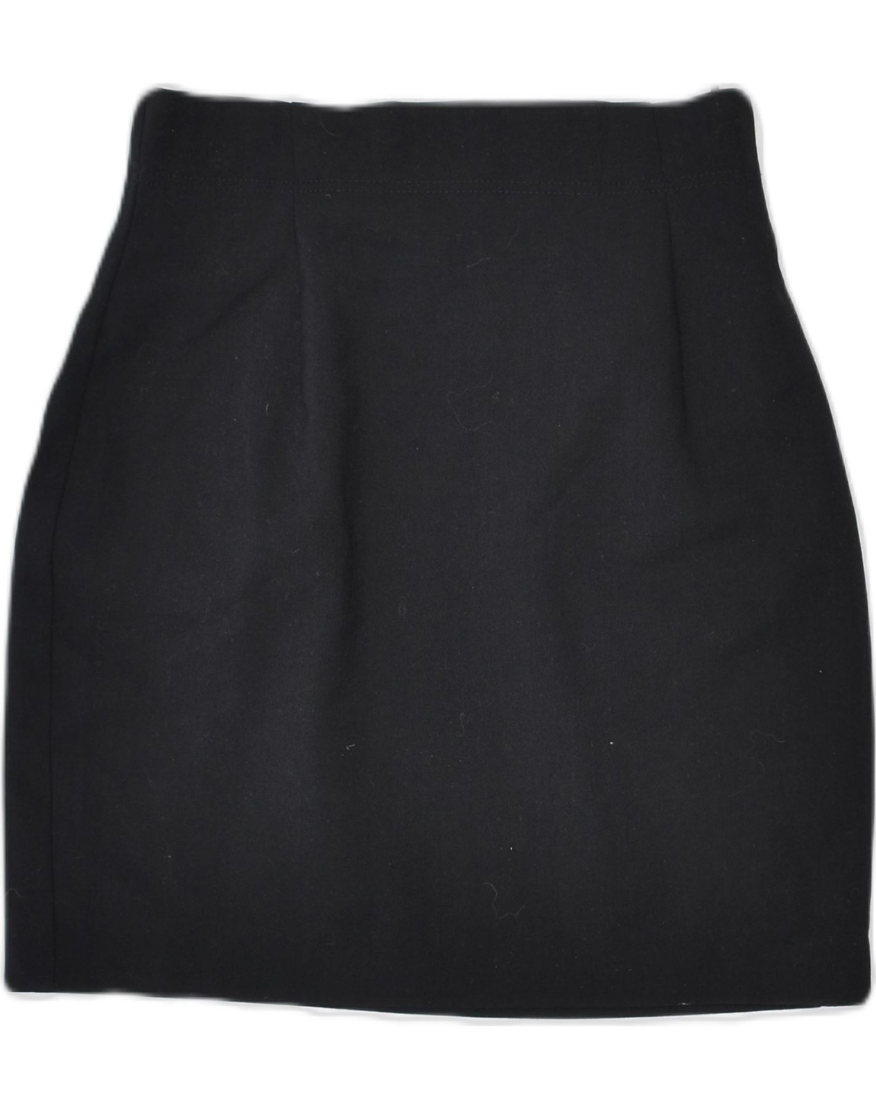 VINTAGE Womens Mini Straight Skirt IT 42 Medium W24 Black Polyester IB05 image 2