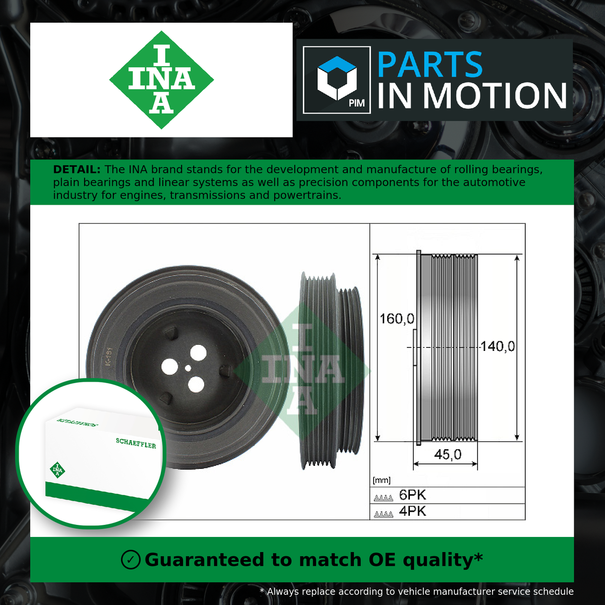 Crankshaft Pulley (TVD) fits FORD TRANSIT CUSTOM V362 TDCi 2.2D 12