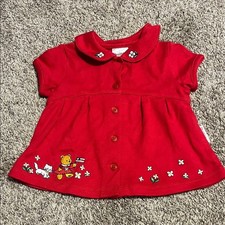 Healthtex Vintage Infant Girls Red Collars Button Up Dress 12M