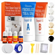 Fiberglass Tub Repair Kit - Color Match for Chips, Cracks Holes in Tubs Sink