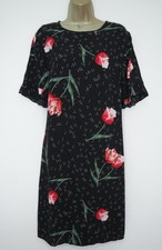 GEORGE BLACK FLORAL SHIFT SUN DRESS SIZE 16