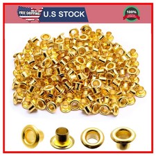 Litoexpe 3mm 1/8 Inch Metal Grommets Eyelets Kit for Canvas Leather Gold 200pcs