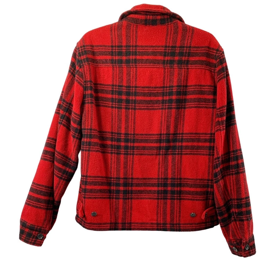 Chaqueta American Living Para Hombre Mediana Roja Negra Mezcla de Lana a Cuadros Abrigo con Cremallera Exterior Foto 2 de 4