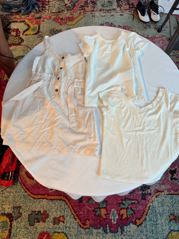 Girls Summer Outfit Lot White Dress & Tops Size 7/8 8 Capsule Wardrobe