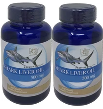 2  Shark Liver Oil 500mg 2 x 200= 400 softgels Best Deal  Free Shipping