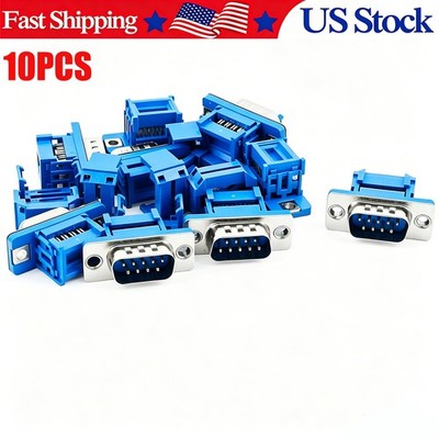 10Pcs DB9 Male IDC Connector 9 Pin D-Sub Plug Flat Ribbon Cable RS232 Serial