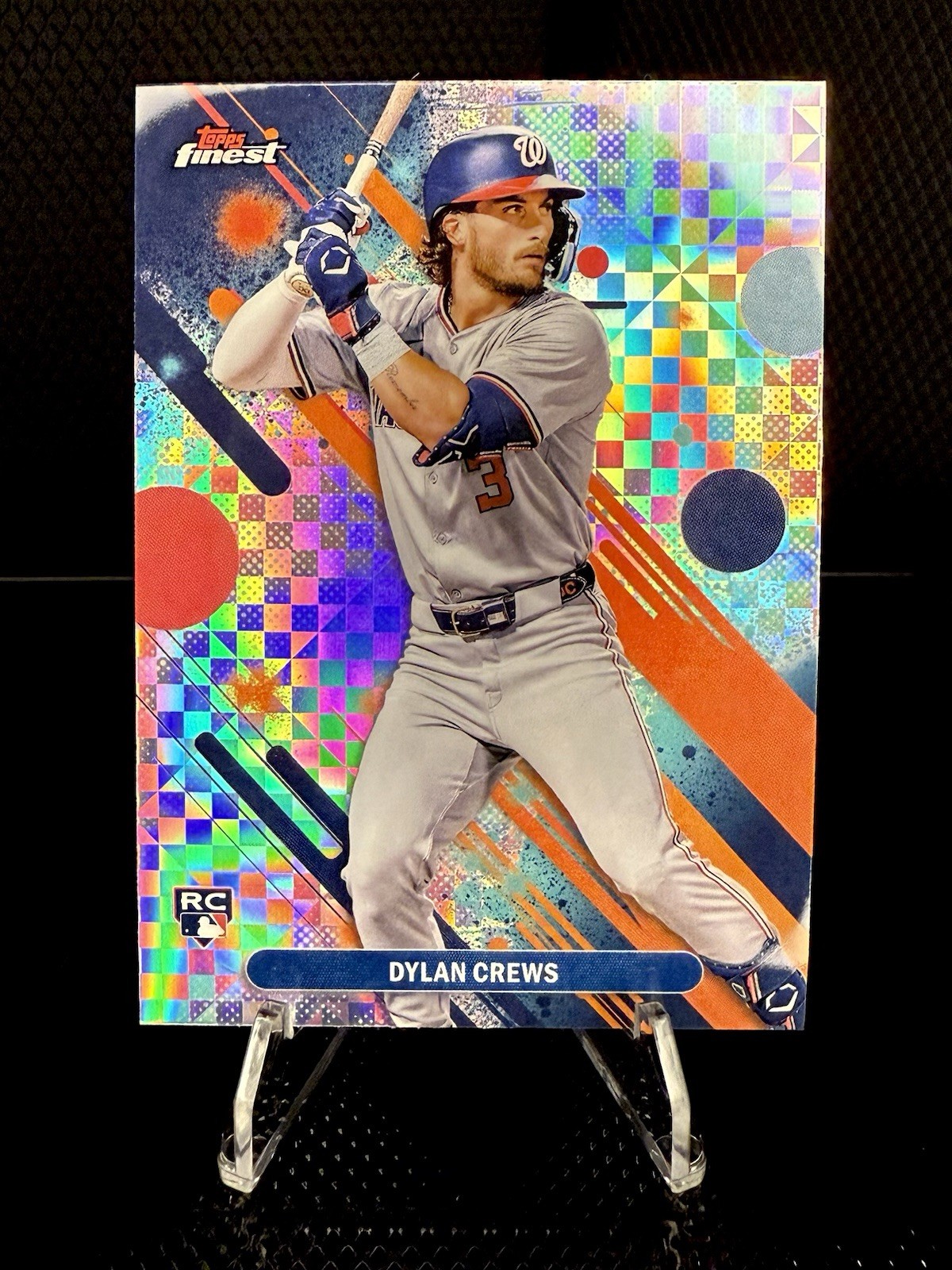 2025 Topps Finest Dylan Crews #34 Checkerboard Refractor RC - Nationals