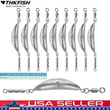  15PC in-line Trolling Sinkers Crescent Sinker with 3 Roller Swivels Sinker Drop