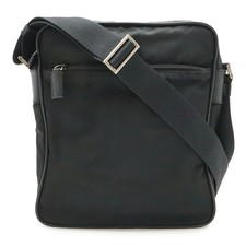 Prada Nylon Leather Shoulder Messenger Bag Women Black One Size