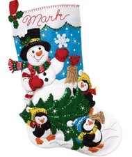 The Perfect Tree 89329E Bucilla Snowman Felt Stocking Kit DIY Personalize EASY
