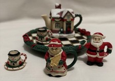 Vintage Miniature Christmas Tea Set Christmas Cottage Mr  Mrs Claus