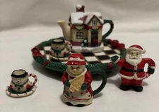 Vintage Miniature Christmas Tea Set Christmas Cottage Mr & Mrs Claus