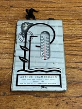 Vintage Zimmerman Hides Skins Meat Advertising Sign Thermometer Sheboygan Wis WI