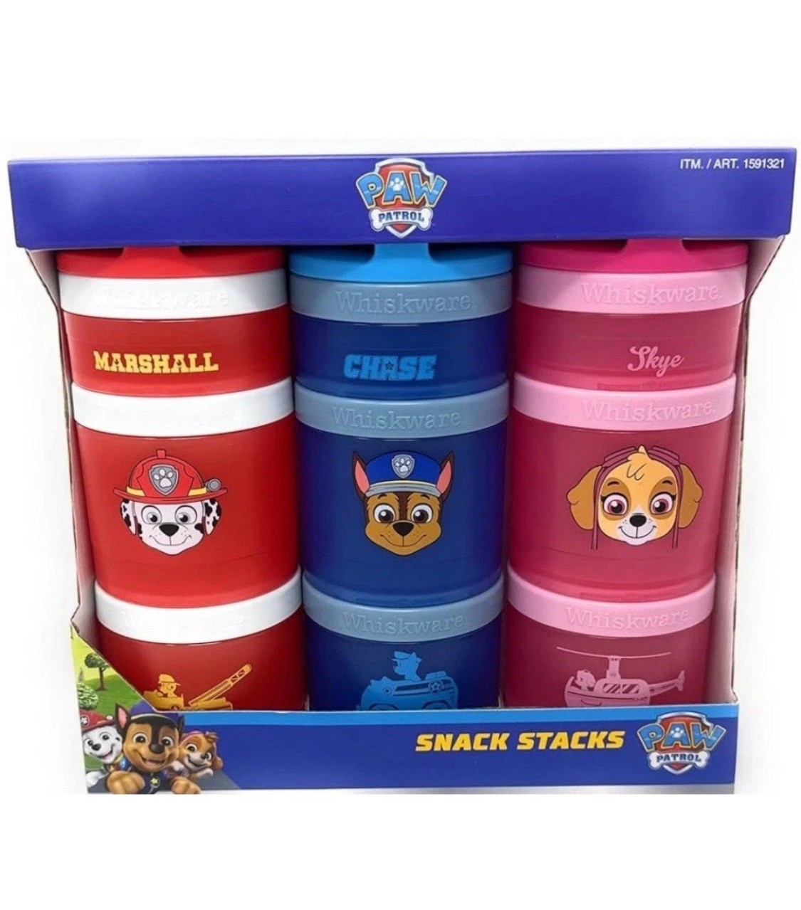 NUEVO Whiskware Portátil Snacks Hecho Fácil, Contenedores de Snacks para Niños, Paw Patrol