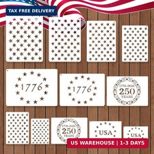 12 PCS Independence Day Stencils for Painting - Reusable USA Flag Patriotic Pain