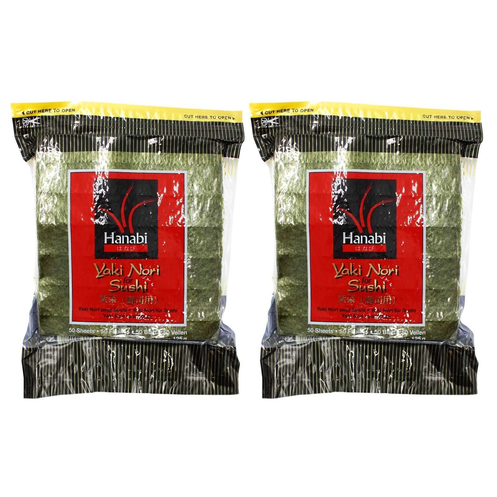 Hanabi Yakinori Sushiblätter 2x125g (=100Blätter) Algenblätter Nori Blätter