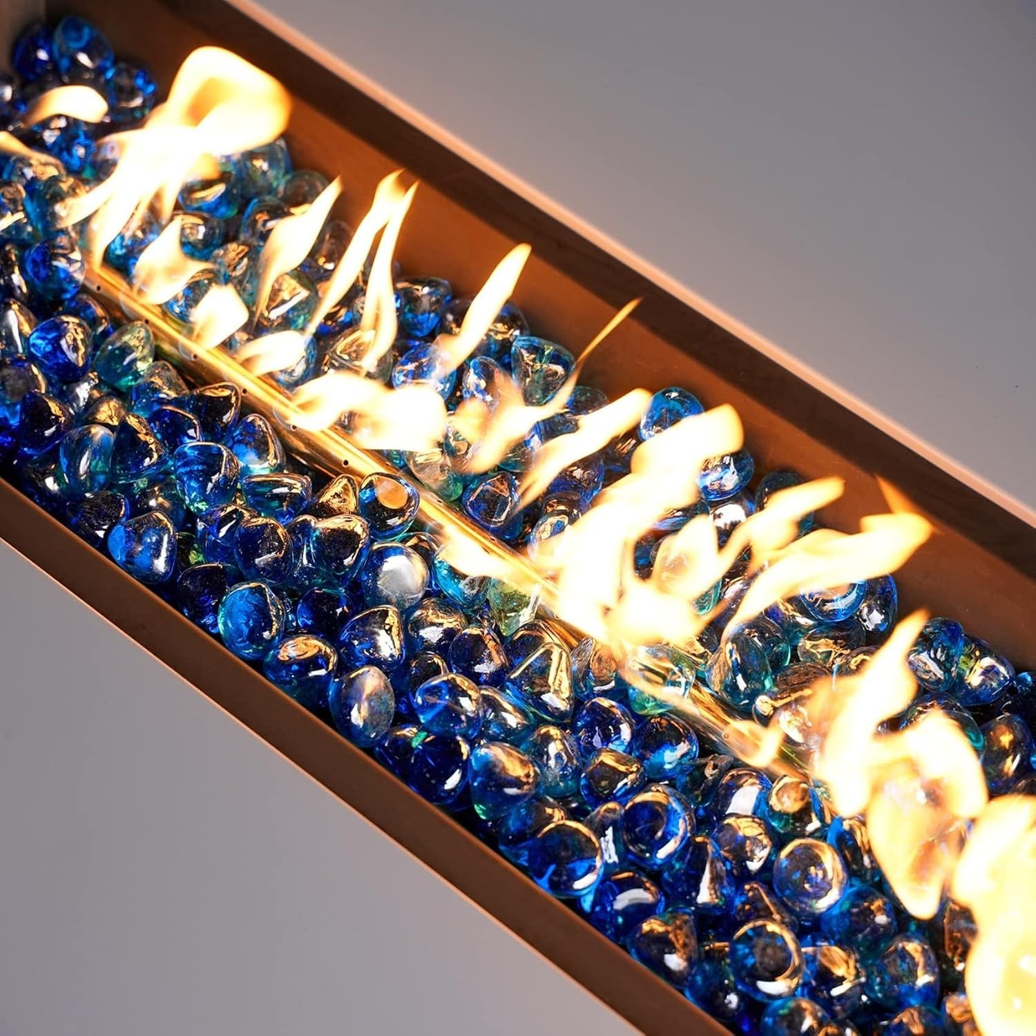 Gorgeous Cobalt Blue Reflective Fire Glass Rocks, 20 lbs - 1 Inch for Fire Pits