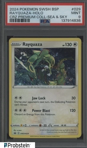 2024 Pokemon SWSH BSP CRZ Premium Coll Sea & Sky #029 Rayquaza - Holo PSA 9