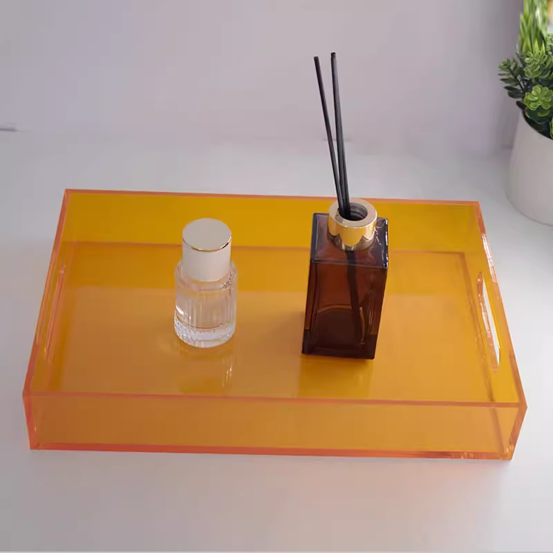 1pc Transparent Acrylic Tray for Desserts Fruit Snacks Rectangular Display Tray