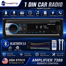 1 DIN Car Stereo Audio FM Aux Input Receiver SD USB MP3 Radio Player Bluetooth