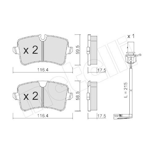 Plaquettes de frein de qualité supérieure Metelli 22-0955-0K pour châssis dynamique Audi