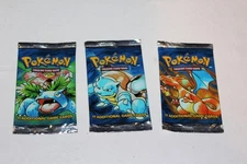 Set 3 Empty 1999 Pokemon Base Booster Wrappers Unlimited CCG Charizard RARE HTF