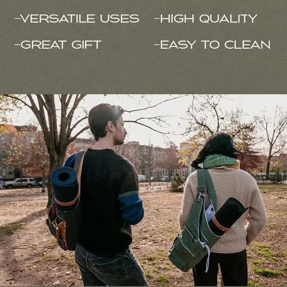 WRASCO Yoga Mat Bag | Large Canvas Yoga Backpack & Carrier for Women & Men Brown - Image 3 of 4