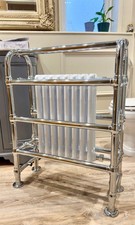 CLASSY TRADITIONAL FREE STANDING RADIATOR TOWEL RAIL WARMER RACK CHROME & WHITE