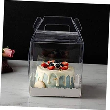 10Pcs Clear Cake Boxes Carrier Packaging for 3/Cake Transparent Gift Box 4 Inch