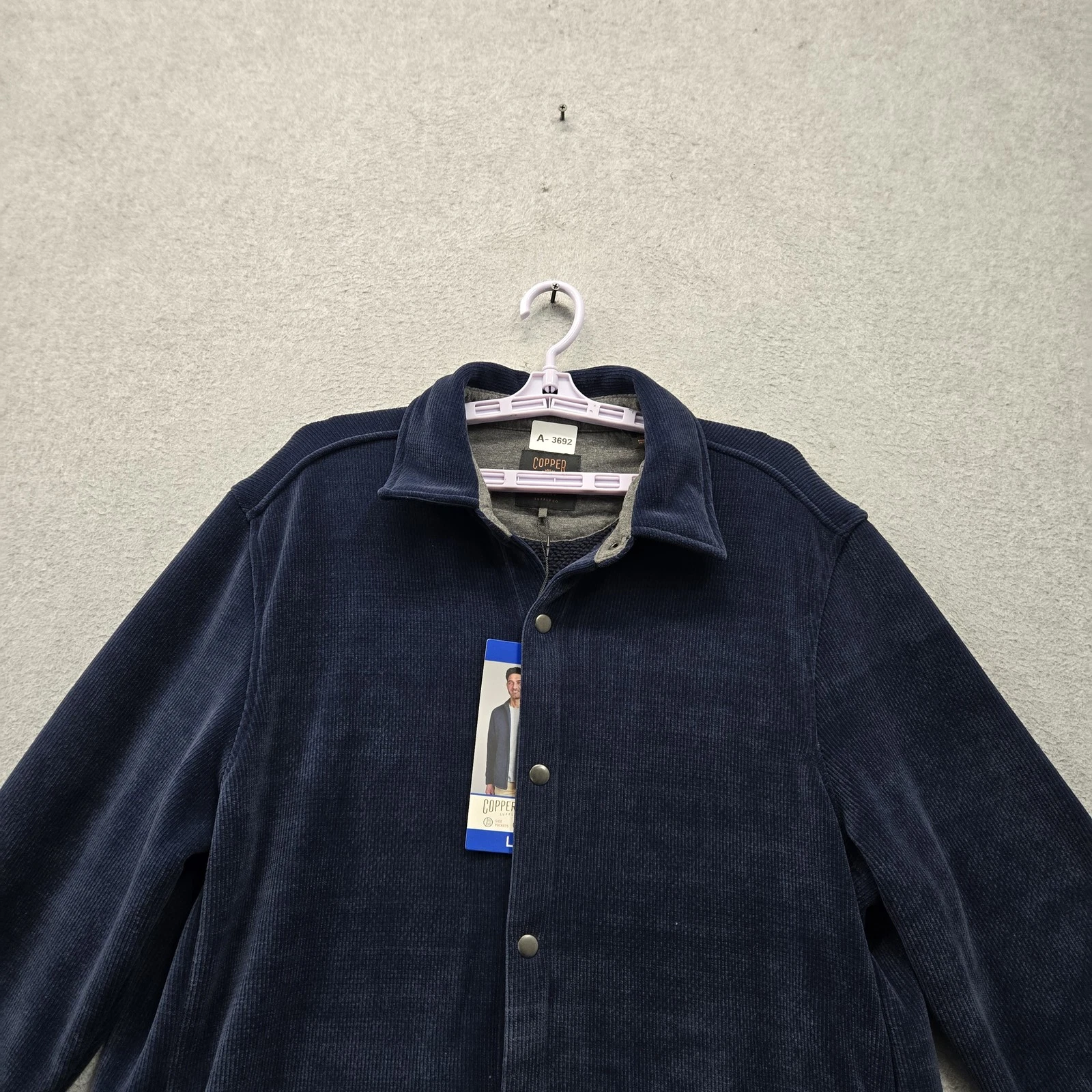 Copper & Oak Supply Co. Men Jacket L Blue Activewear Snap Button Logo NWT image 8