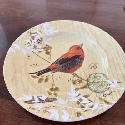 Cypress Home ''BIRD'' 8'' Plate Cream, Blue Signed Banett