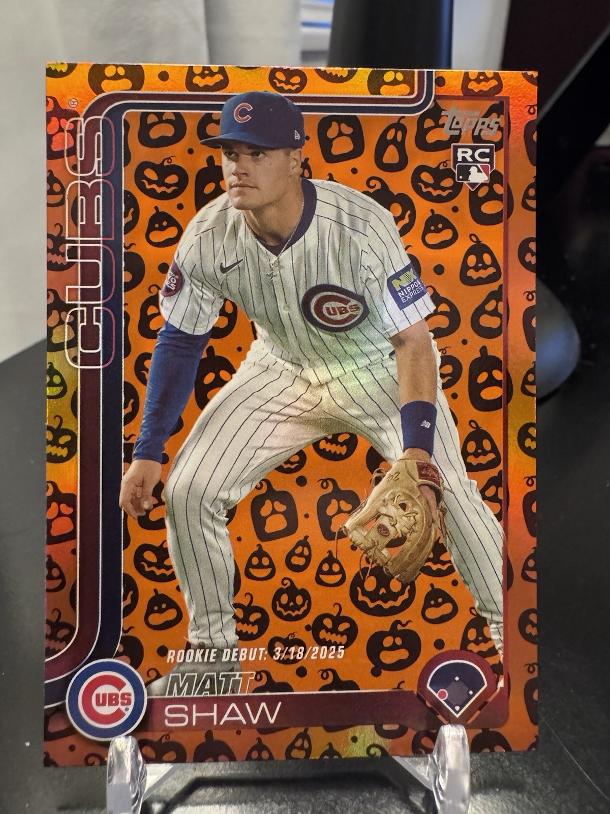 2025 Topps Update Matt Shaw Rookie Debut Holiday Jack O'Lantern Foil #US345 (RC)