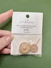 NOS Dollhouse Miniature 1:12 Unfinished Wood Cookware Set Pots/Pans W Lids DIY