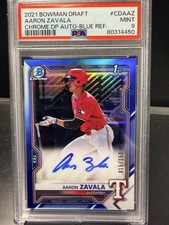 2021 Bowman Chrome - 1st Auto Aaron Zavala #CDA-AZ Blue Refractor /150Mint PSA 9