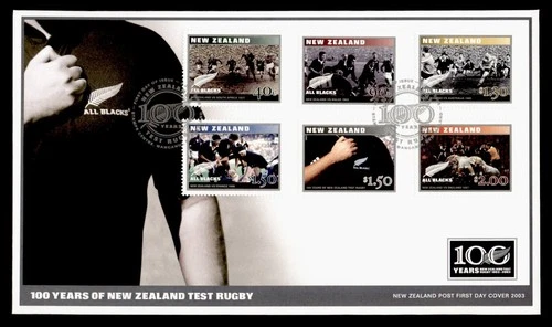 DR WHO 2003 NEW ZEALAND FDC TEST RUGBY SPORTS ANIV COMBO $2 M79683